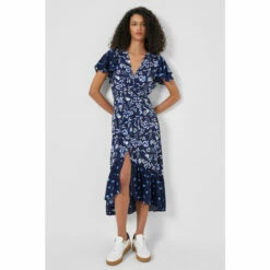 French Connection Blue Bhelle Mix Recycled Delphine Midi Dress -French Connection store unnamed file 100