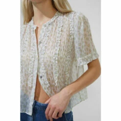 French Connection Doria White Crinkle Ruffle Front Top -French Connection store unnamed file 1015