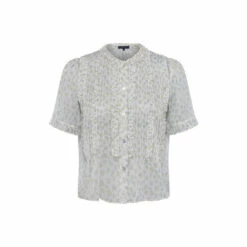 French Connection Doria White Crinkle Ruffle Front Top -French Connection store unnamed file 1016