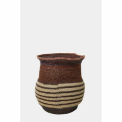 French Connection Brown Striped Oak Seagrass Basket -French Connection store unnamed file 1036