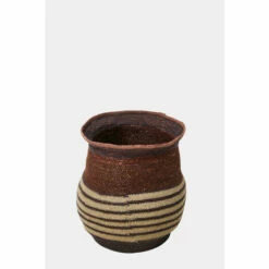 French Connection Brown Striped Oak Seagrass Basket -French Connection store unnamed file 1037