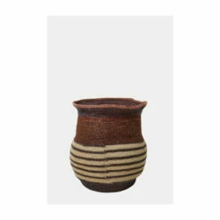 French Connection Brown Striped Oak Seagrass Basket -French Connection store unnamed file 1038