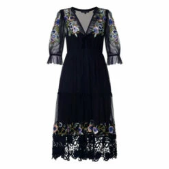 French Connection Blue Embellished Cluster Maxi Dress -French Connection store unnamed file 106