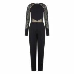French Connection Vivien Black Panelled Long Sleeves Jumpsuit -French Connection store unnamed file 1072