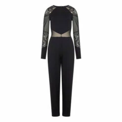 French Connection Vivien Black Panelled Long Sleeves Jumpsuit -French Connection store unnamed file 1073