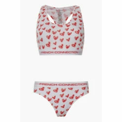 French Connection store 2 French Connection Red/White Heart Print Crop Top & Brief Set