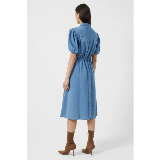 unnamed-file-11.jpg French Connection Blue Zaves Chambray Puff Sleeve Denim Midi Shirt Dress -French Connection store unnamed file 11
