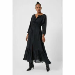 French Connection Blue Anna Cora Pleated Ruffle Dress