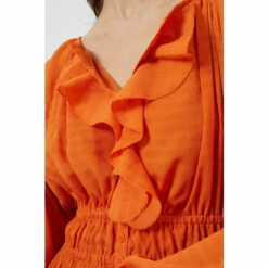 French Connection Orange Anna Cora Pleated Ruffle Dress -French Connection store unnamed file 120