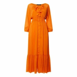 French Connection Orange Anna Cora Pleated Ruffle Dress -French Connection store unnamed file 121