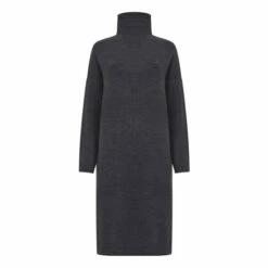 French Connection Grey Babysoft High Neck Midi Dress