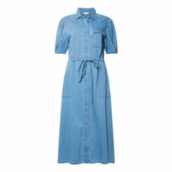 French Connection Blue Zaves Chambray Puff Sleeve Denim Midi Shirt Dress 5 French Connection Blue Zaves Chambray Puff Sleeve Denim Midi Shirt Dress -French Connection store unnamed file 13