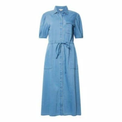 French Connection Blue Zaves Chambray Puff Sleeve Denim Midi Shirt Dress 6 French Connection Blue Zaves Chambray Puff Sleeve Denim Midi Shirt Dress -French Connection store unnamed file 14