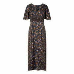 French Connection Ingrid Inu Black Satin Drape Midi Dress -French Connection store unnamed file 144