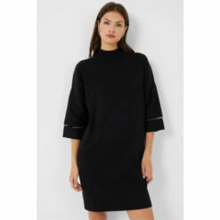 French Connection Mozart Milano High Neck Blue Dress