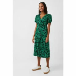 French Connection Black Florey Meadow Jersey V-Neck Dress
