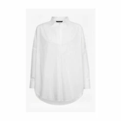 French Connection White Rhodes Poplin Popover Shirt -French Connection store unnamed file 249