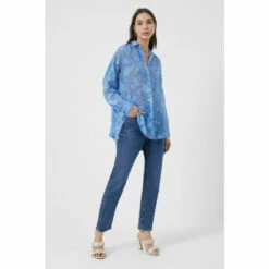French Connection Blue Ferna Bella Ditsy Oversized Popover Shirt -French Connection store unnamed file 251