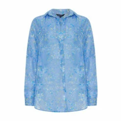 French Connection Blue Ferna Bella Ditsy Oversized Popover Shirt -French Connection store unnamed file 253