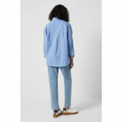 French Connection Blue And White Stripe Side Split Popover Shirt -French Connection store unnamed file 256