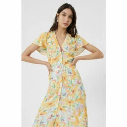 French Connection Yellow Isadora Delphine Short Sleeve Belted Maxi Dress -French Connection store unnamed file 27
