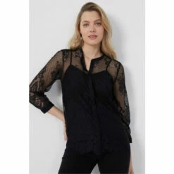 French Connection Clara Black Lace Shirt -French Connection store unnamed file 277
