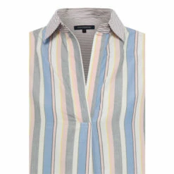 French Connection Blue Mixed Stripe Pop Overshirt -French Connection store unnamed file 291