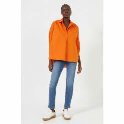 French Connection Orange Poplin Side Split Shirt