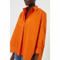 French Connection Orange Poplin Side Split Shirt -French Connection store unnamed file 295