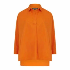 French Connection Orange Poplin Side Split Shirt -French Connection store unnamed file 296