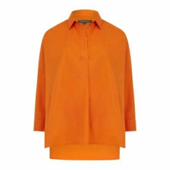 French Connection Orange Poplin Side Split Shirt -French Connection store unnamed file 297