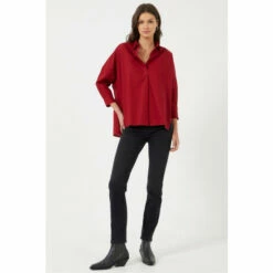 French Connection Red Poplin Side Split Shirt