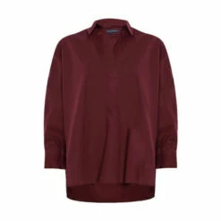 French Connection Red Poplin Side Split Shirt -French Connection store unnamed file 301