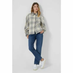 French Connection Cream Arla Flannel Balloon Sleeve Shirt