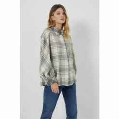 French Connection Cream Arla Flannel Balloon Sleeve Shirt -French Connection store unnamed file 309