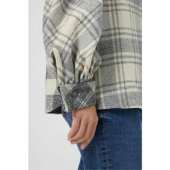 French Connection Cream Arla Flannel Balloon Sleeve Shirt -French Connection store unnamed file 310