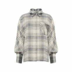 French Connection Cream Arla Flannel Balloon Sleeve Shirt -French Connection store unnamed file 311