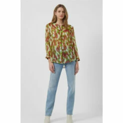 French Connection Green Innes Crinkle Collarless Shirt