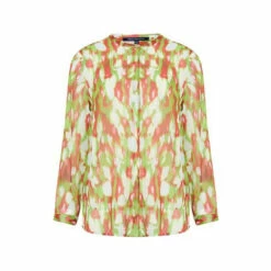 French Connection Green Innes Crinkle Collarless Shirt 6 French Connection Green Innes Crinkle Collarless Shirt -French Connection store unnamed file 317