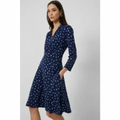 French Connection Navy Blue Bhelle Meadow Jersey V-Neck Dress -French Connection store unnamed file 32