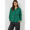 French Connection Green Crepe Light Florey Popover Shirt -French Connection store unnamed file 323