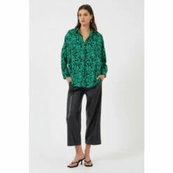 French Connection Green Crepe Light Florey Popover Shirt -French Connection store unnamed file 325