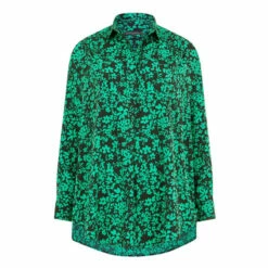 French Connection Green Crepe Light Florey Popover Shirt -French Connection store unnamed file 326