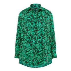 French Connection Green Crepe Light Florey Popover Shirt -French Connection store unnamed file 327