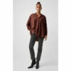 French Connection Oversized Crepe Brown Popover Shirt -French Connection store unnamed file 333