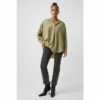 French Connection Oversized Crepe Light Green Popover Shirt