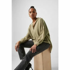 French Connection Oversized Crepe Light Green Popover Shirt -French Connection store unnamed file 340