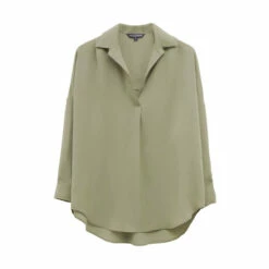 French Connection Oversized Crepe Light Green Popover Shirt -French Connection store unnamed file 341