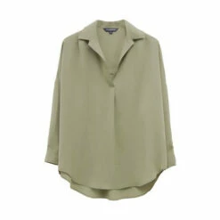 French Connection Oversized Crepe Light Green Popover Shirt -French Connection store unnamed file 342