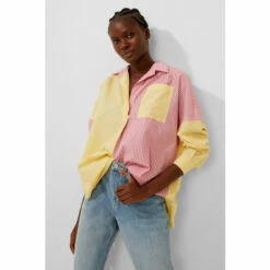French Connection Yellow Mixed Stripe Pop Overshirt